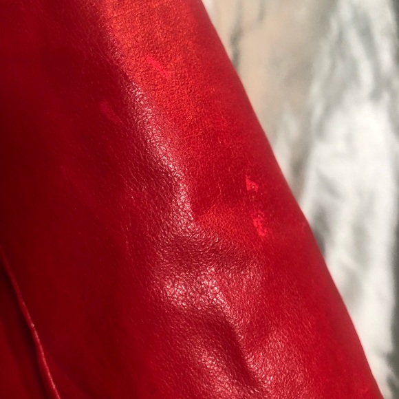 Vintage cherry red Faux leather jacket blazer XL - Picture 8 of 11